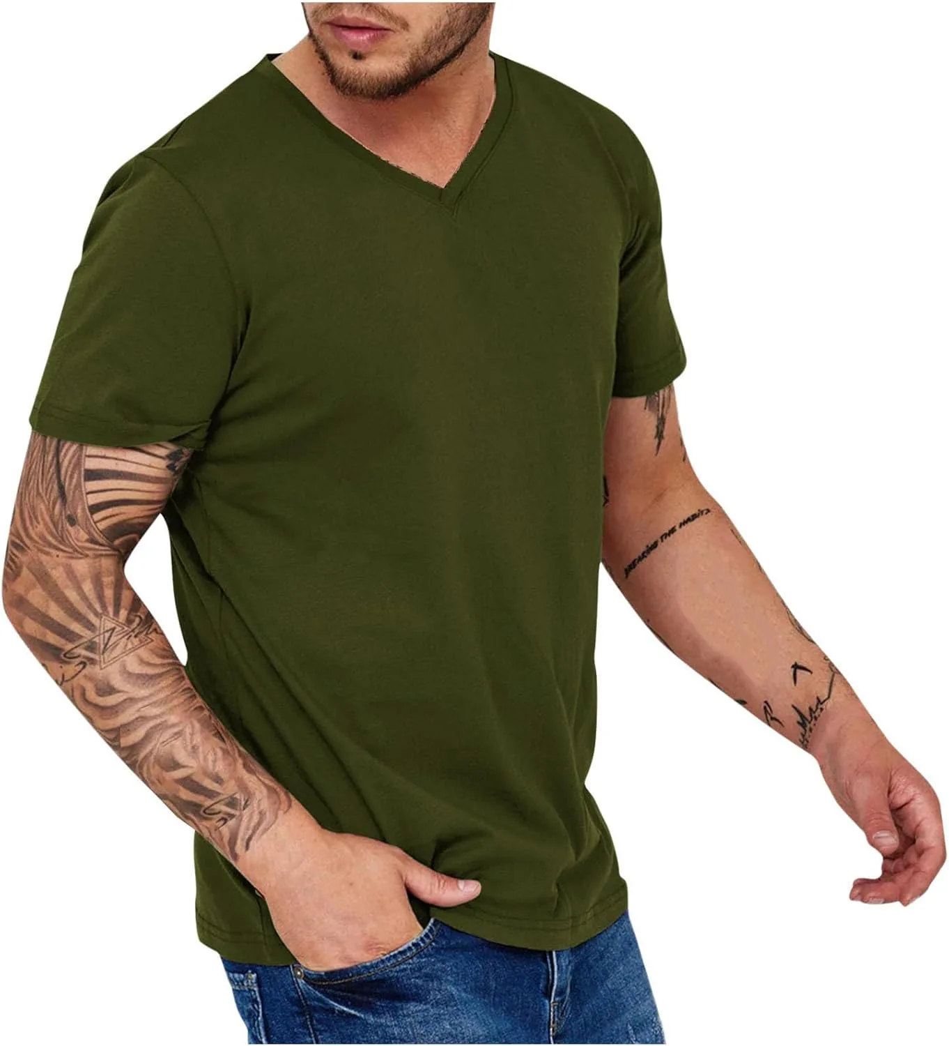 

Мужская футболка V-образного выреза Casual Loose Fit с коротким рукавом OSFVNOXV