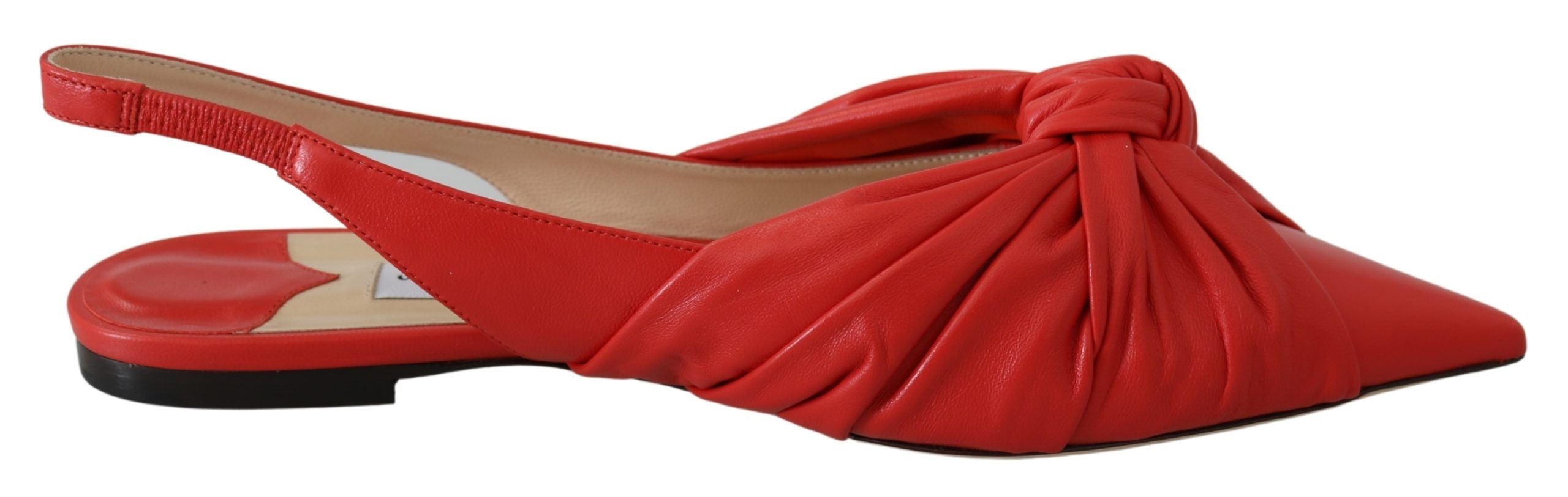 Jimmy Choo Chic Остроконечные Кожаные Женские Балетки, красный