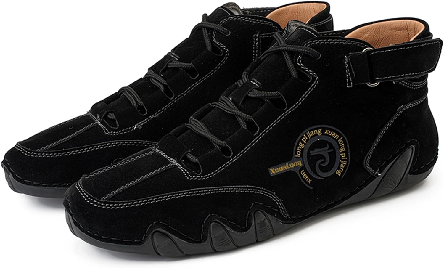 

Мужские водонепроницаемые кожаные высокие кеды ручной работы, ботинки Чукка для ходьбы и походов, утепленные повседневные ботинки до щиколотки Abborora, черный