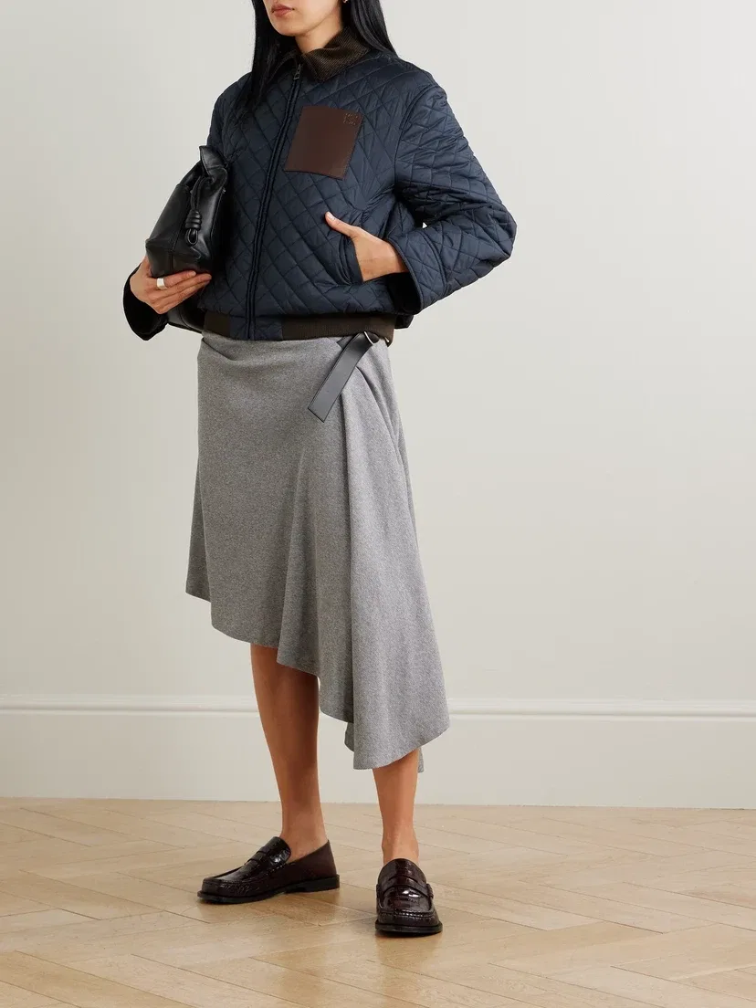 Стеганая куртка из вельвета и кожи LOEWE, синий — фото 2