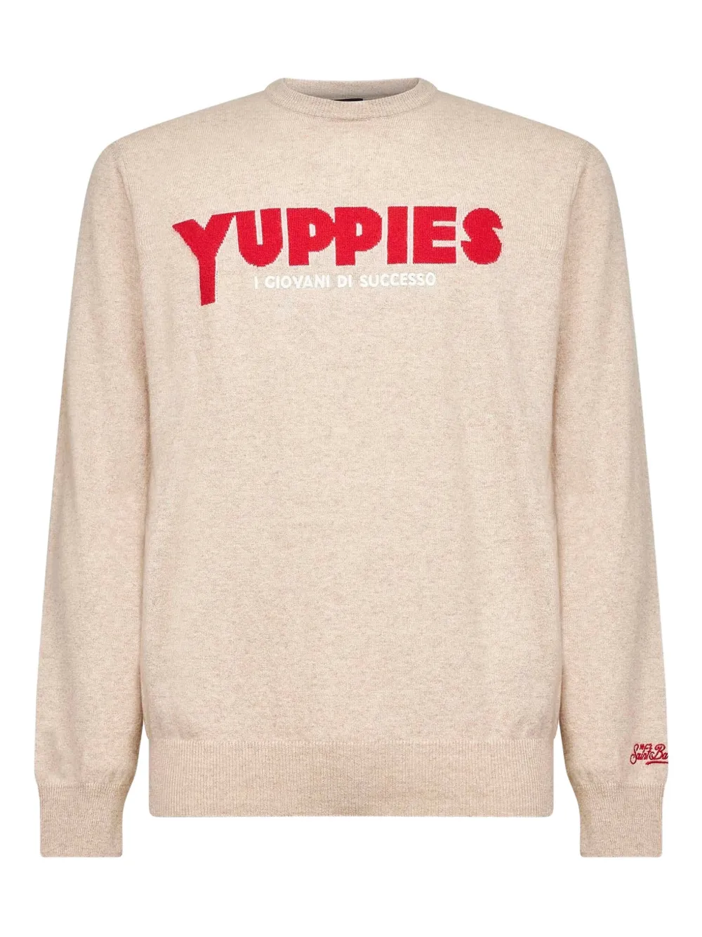 

Свитер с жаккардовой надписью Mc2 Saint Barth, бежевый