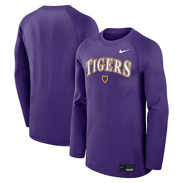 

Мужская фиолетовая футболка LSU Tigers Dugout Game Time Raglan Dri-FIT с длинным рукавом Nike
