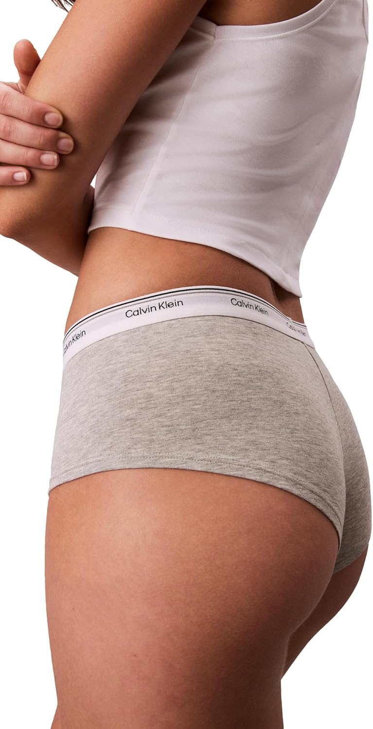 Женские трусики-шорты Calvin Klein Balance из эластичного хлопка, 3 шт. в упаковке, Black/ White/ Grey Heather — фото 4