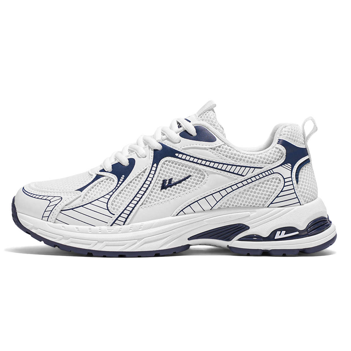 

Износостойкие, дышащие, легкие, низкие повседневные мужские туфли WARRIOR, White Dark Blue