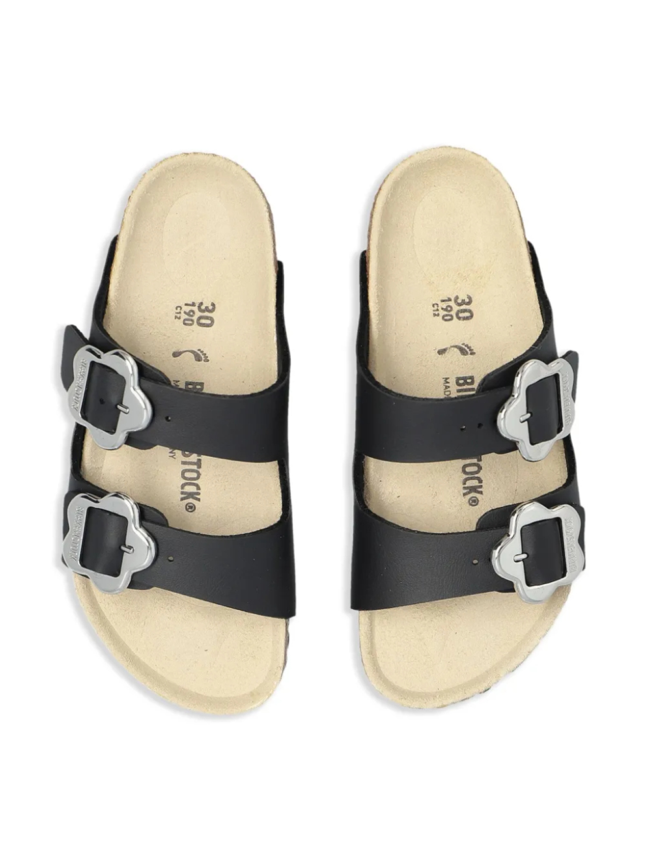Сандалии Arizona Flowers с двумя пряжками Birkenstock Kids, черный — фото 4
