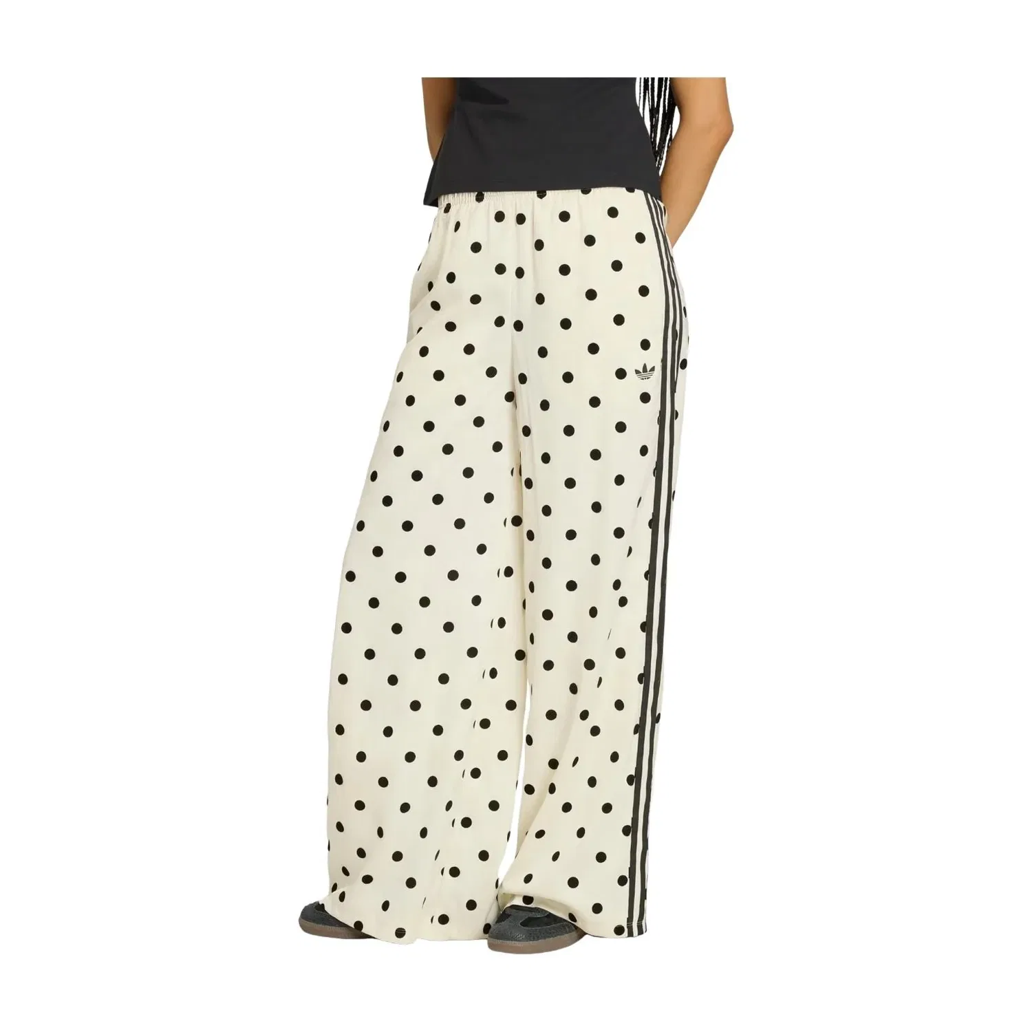 Брюки Adidas Satin Polka Dots Wide Leg Pant 'Off White' KV1168, белый — фото 2