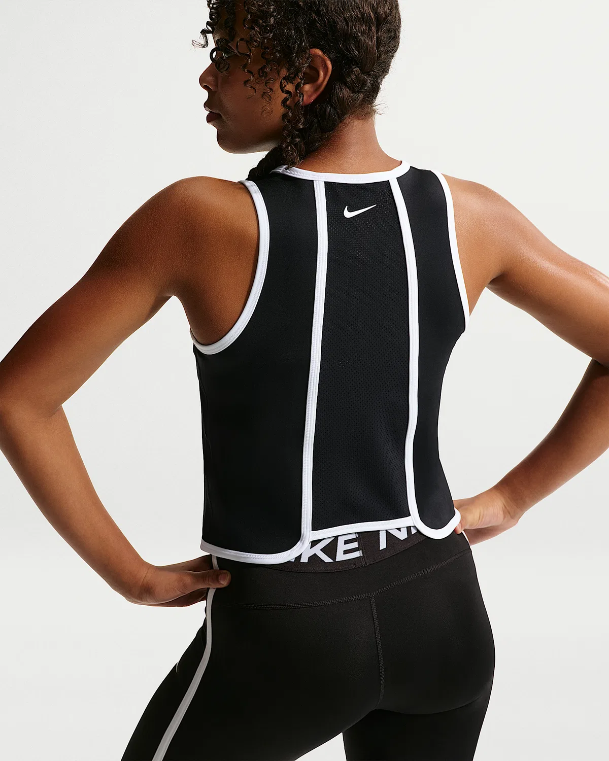 Детский топ Nike Pro Dri-FIT, Black/White/White — фото 2