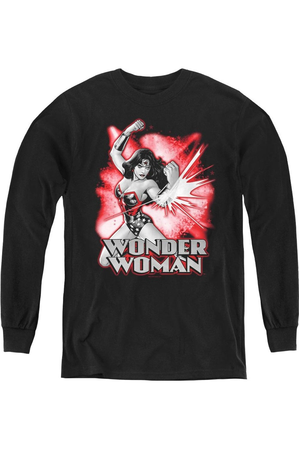 

Футболка с длинным рукавом для детей "Лига справедливости Америки" Wonder Woman в красно-серой гамме Gildan