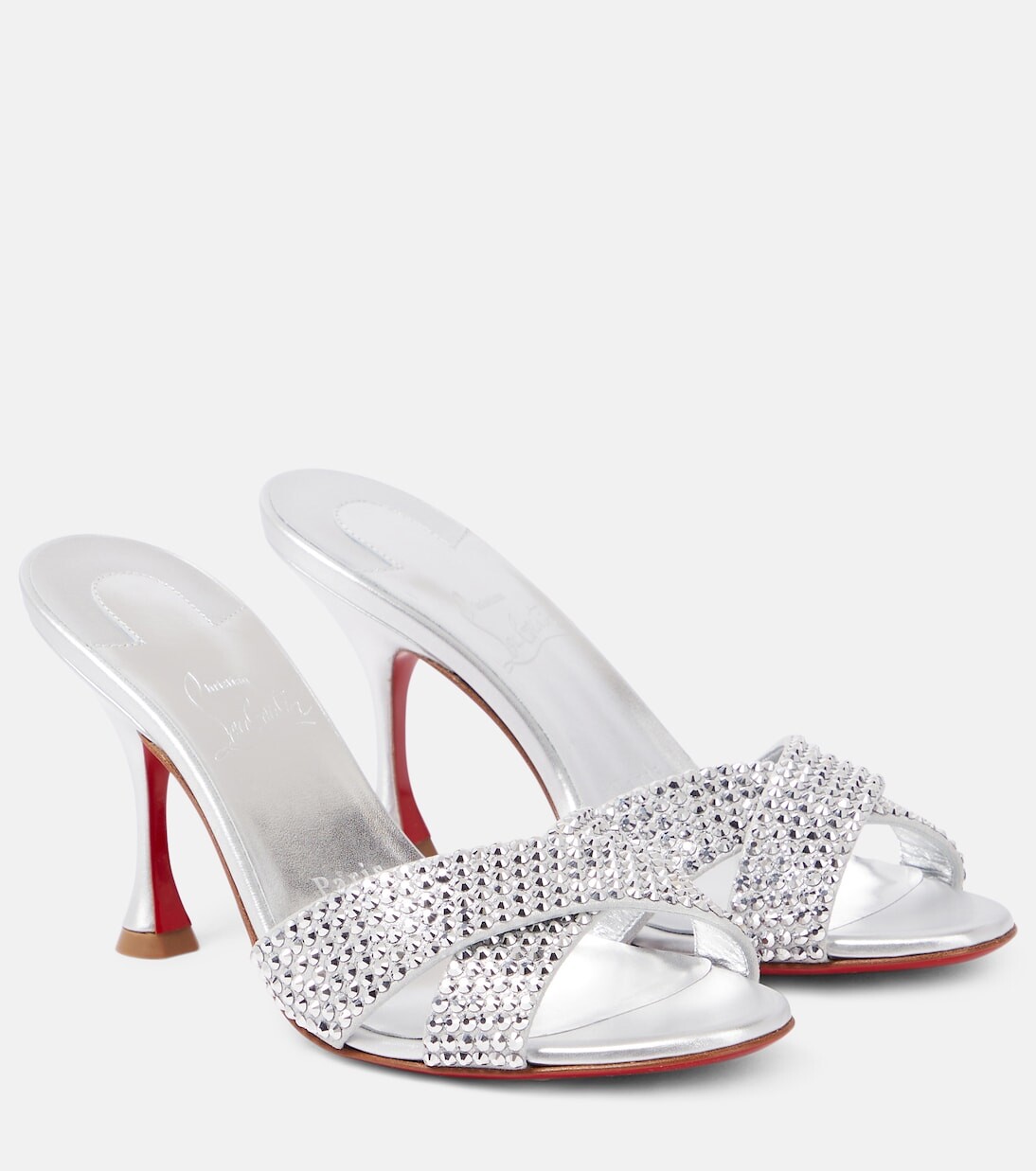 Кожаные мюли mariza с декором Christian Louboutin, серебро