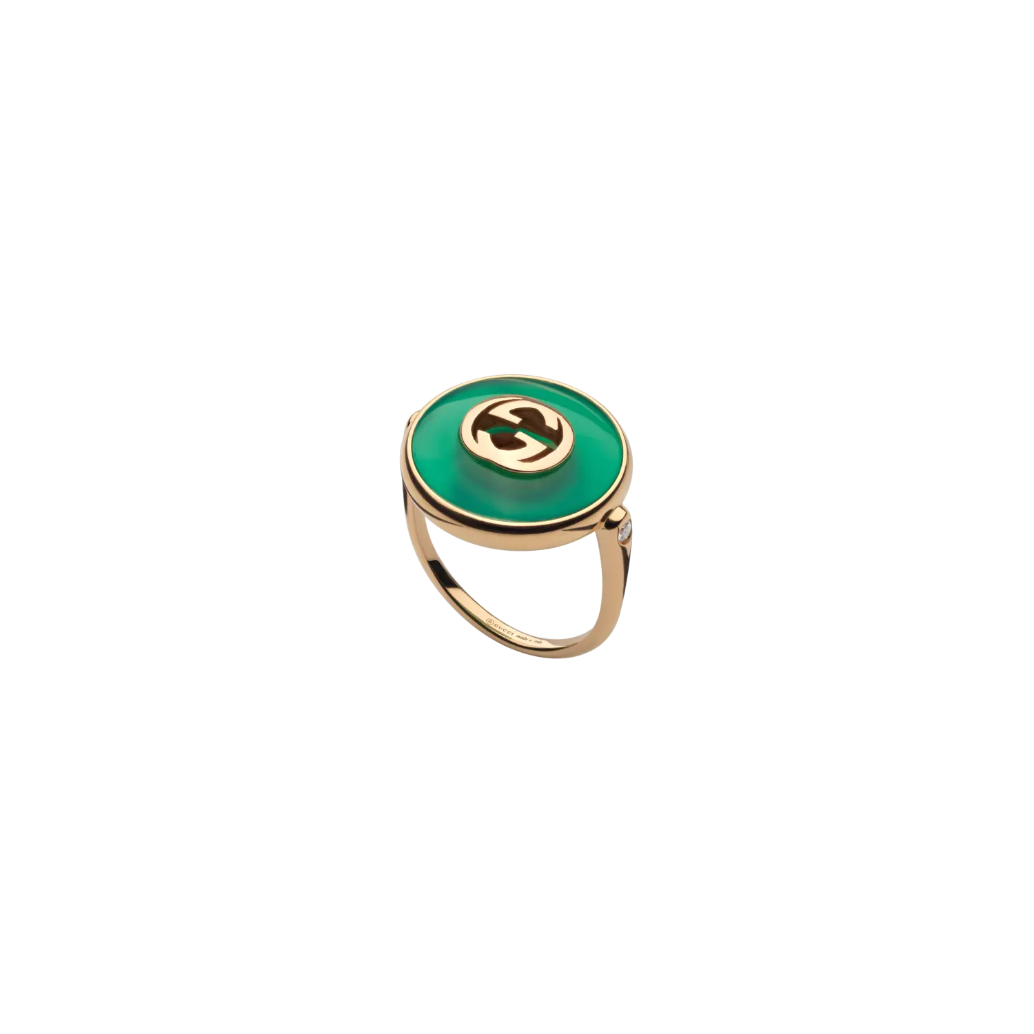 

Кольцо Gucci Interlocking из розового золота и зеленого агата