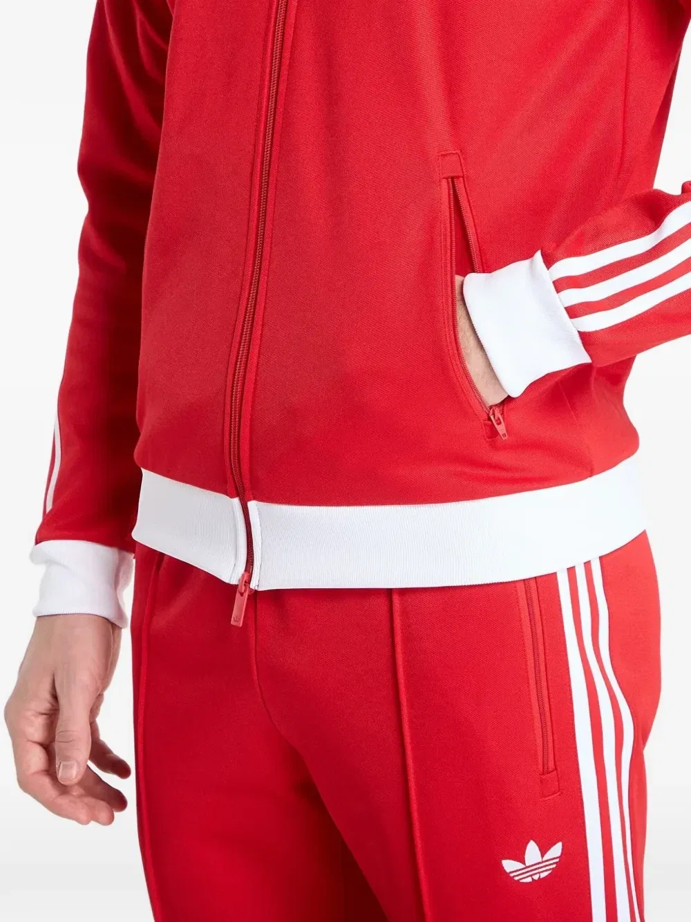 Спортивная кофта в полоску на молнии adidas, красный — фото 4