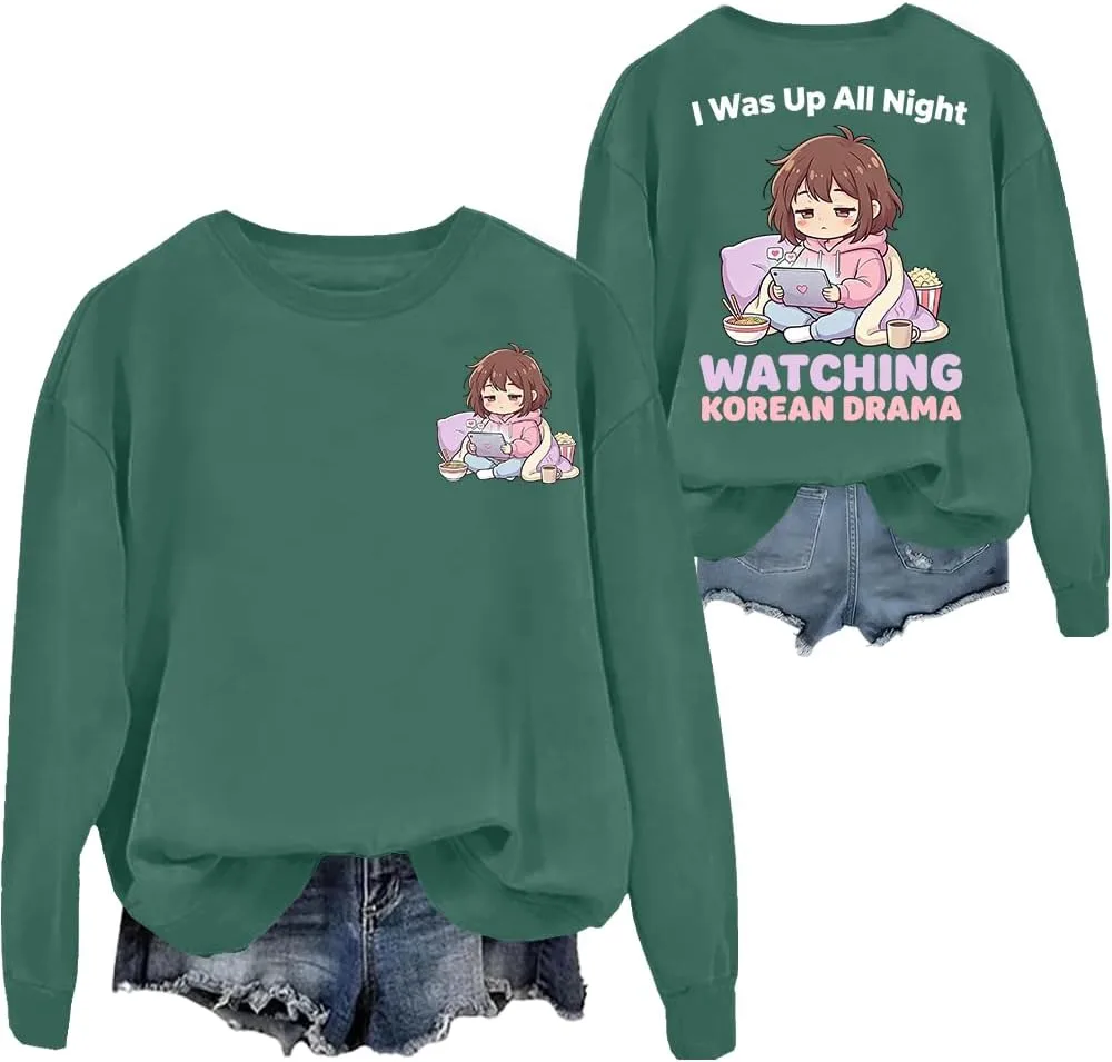 

Толстовка I Was Up All Night Watching Korean Drama, худи Funny Watching Korean Drama woati