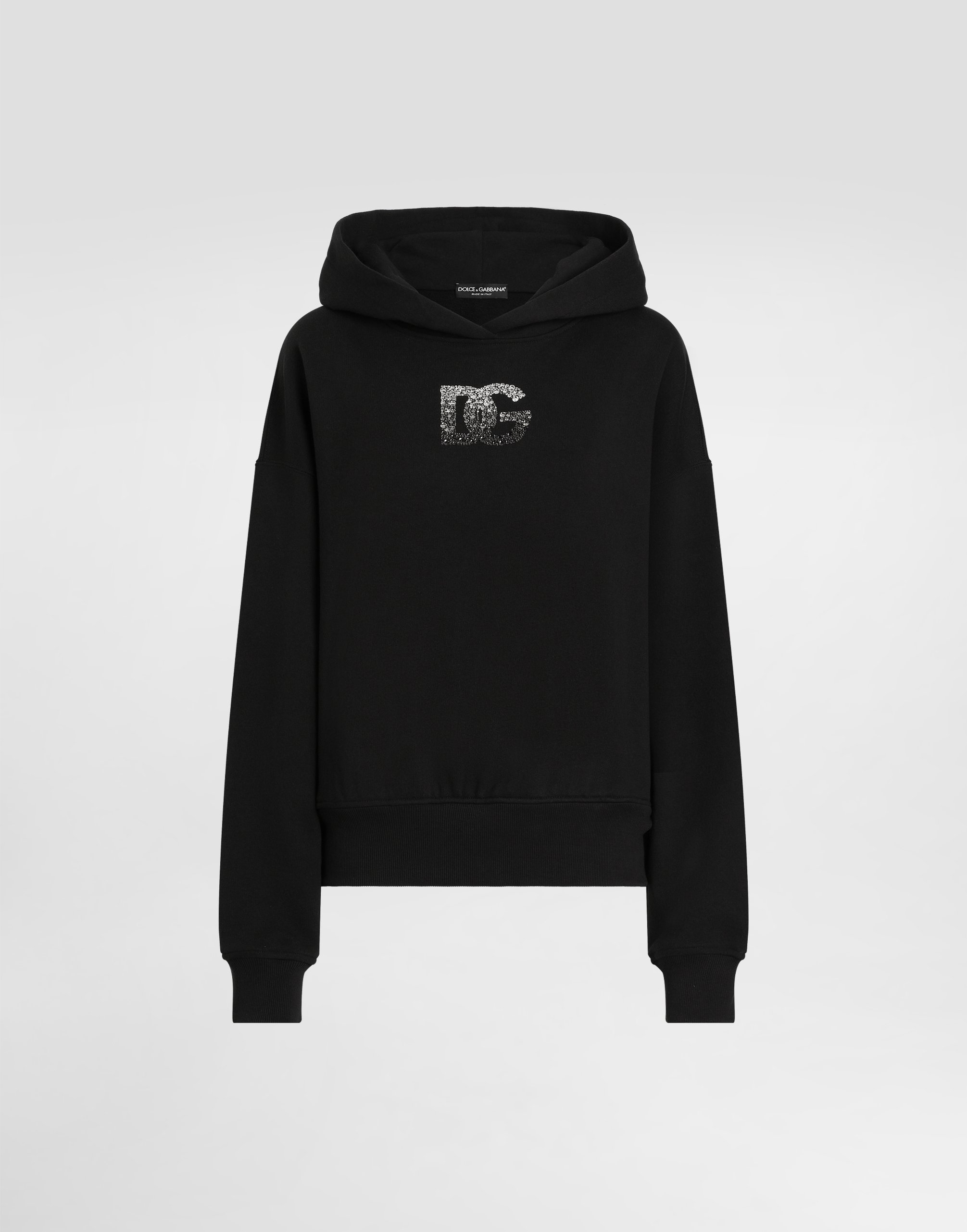 

Джерси-худи с украшением dg, декорированным стразами Dolce & Gabbana, черный