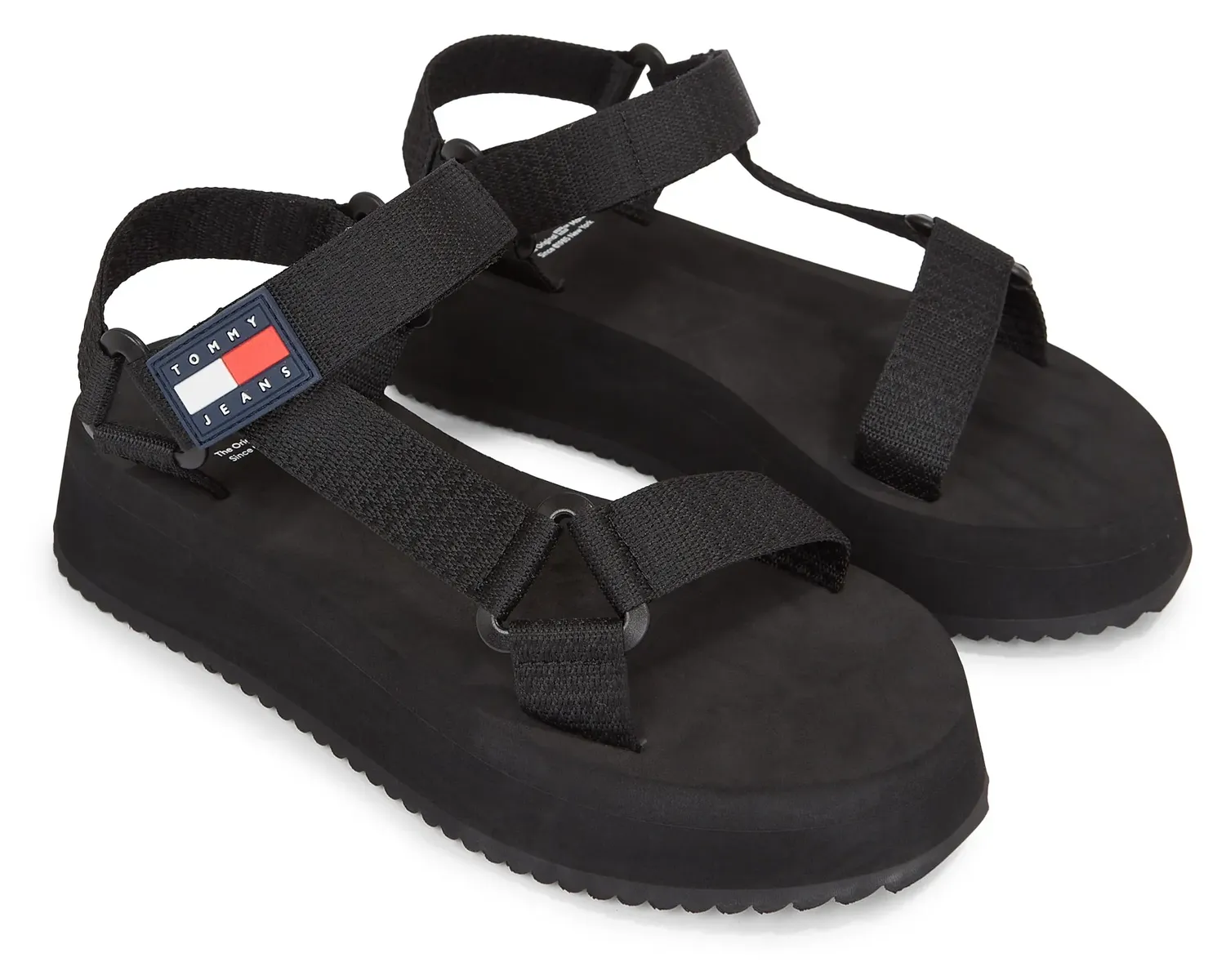 

Сандалии Tommy Jeans "TJW EVA SANDAL", летняя обувь, босоножки, каблук-платформа, в треккинговом стиле, черный