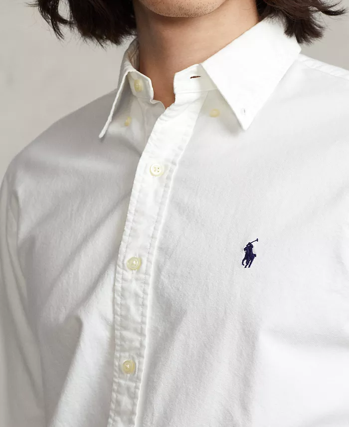 Мужская оксфордская рубашка с предварительной окраской ткани Polo Ralph Lauren, белый — фото 3