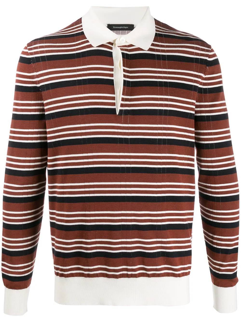 

Полосатая рубашка-поло Zegna, коричневый