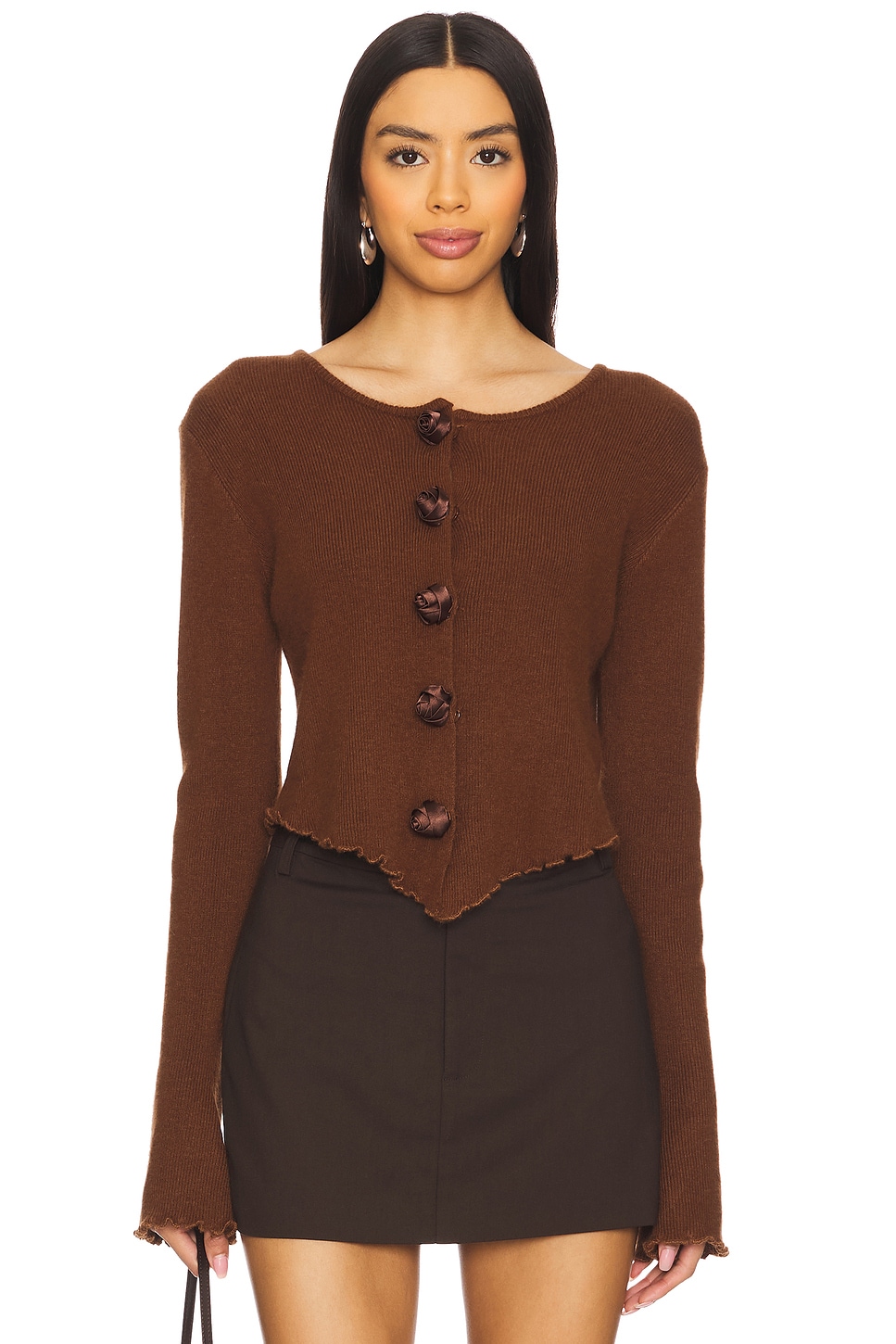 

X revolve вязаный кардиган с розетками Bubish, chocolate brown