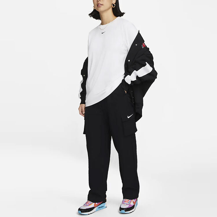 Спортивная женская футболка с круглым вырезом и логотипом, белая Nike — фото 3