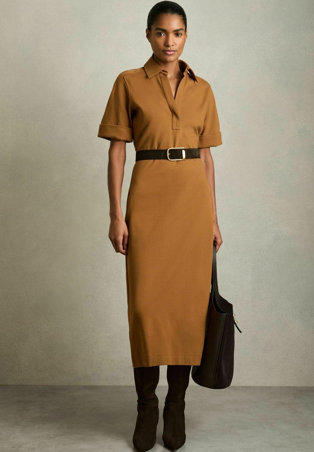 

Платье из джерси REGULAR FIT-ASTRID OPEN COLLAR Reiss, желтый