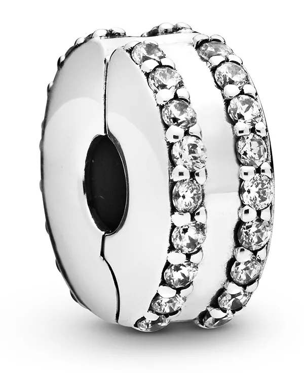 

Подвеска с фиксированным зажимом из кубических цирконий с двойной линией паве Pandora, clear