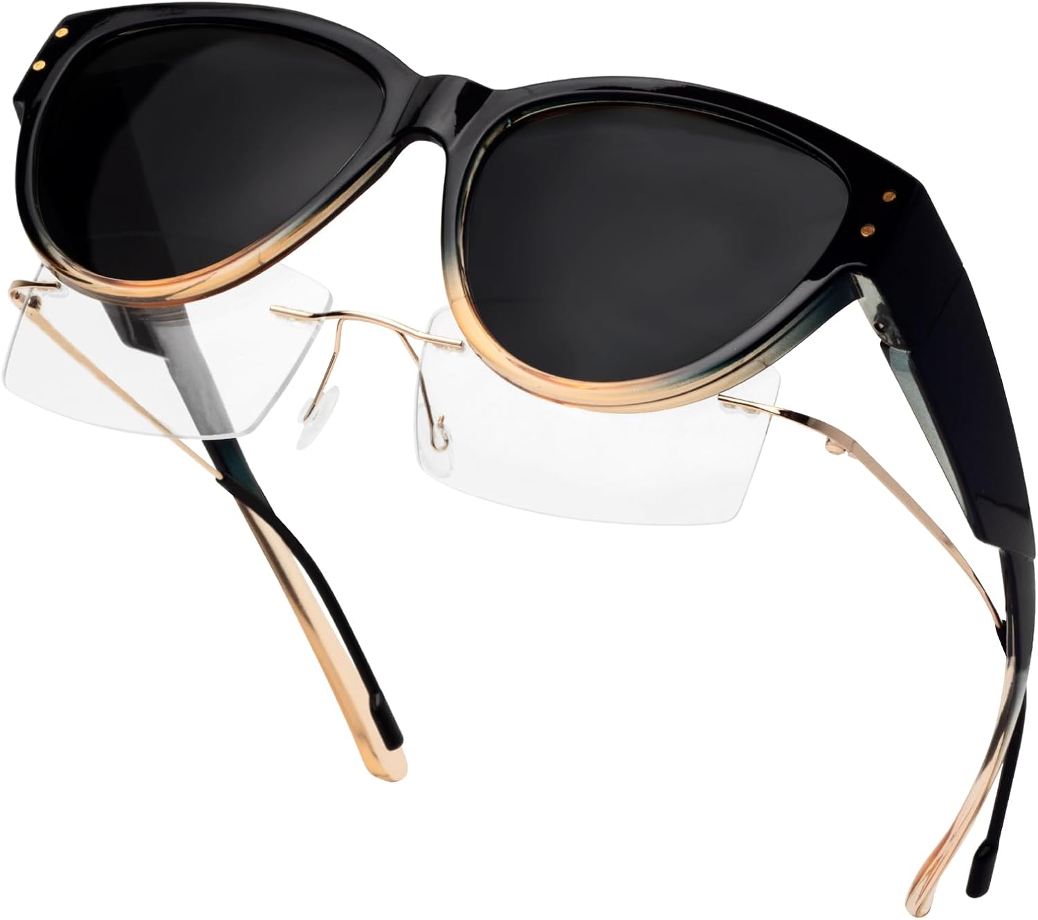 

Солнцезащитные очки с поляризованным покрытием, надеваемые поверх обычных очков, женские солнцезащитные очки с защитой от УФ-излучения, легкие Face Shadow, Blue Champagne Frame / Grey Lens