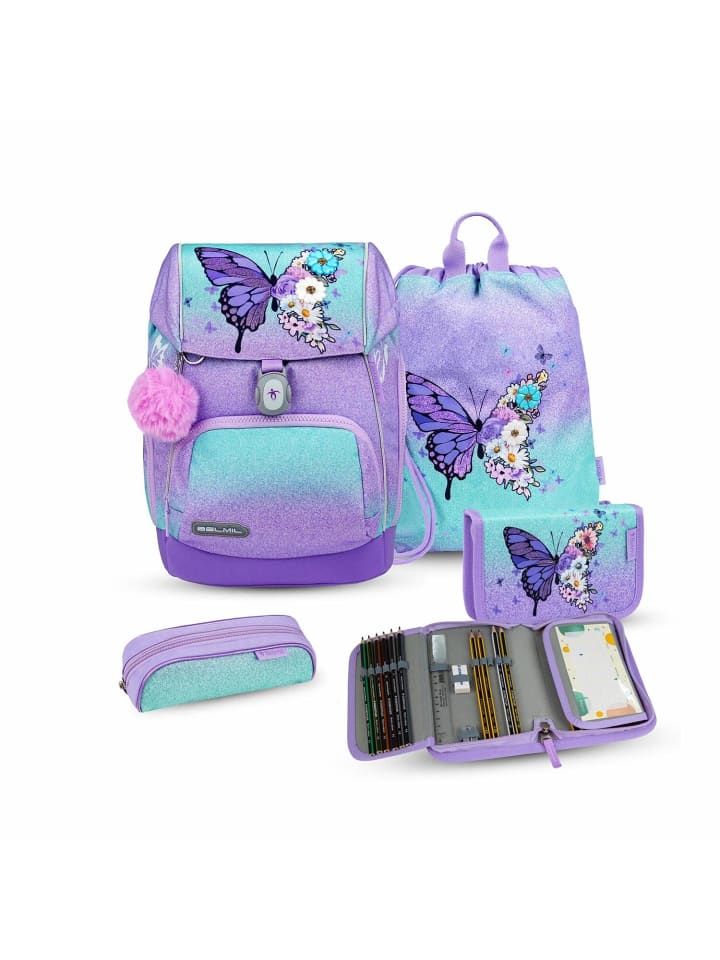

Belmil Набор из 5 предметов: школьный рюкзак премиум-класса Comfy Plus Serenity фиолетового цвета (В36хД27хШ19 см)