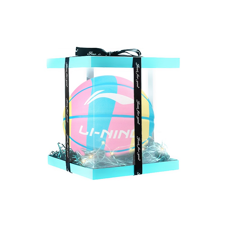 

Резиновый баскетбольный мяч Li Ning с мягким отскоком, радужного цвета, размер 7, для тренировок и соревнований, унисекс, производство Китай, teal gift box set