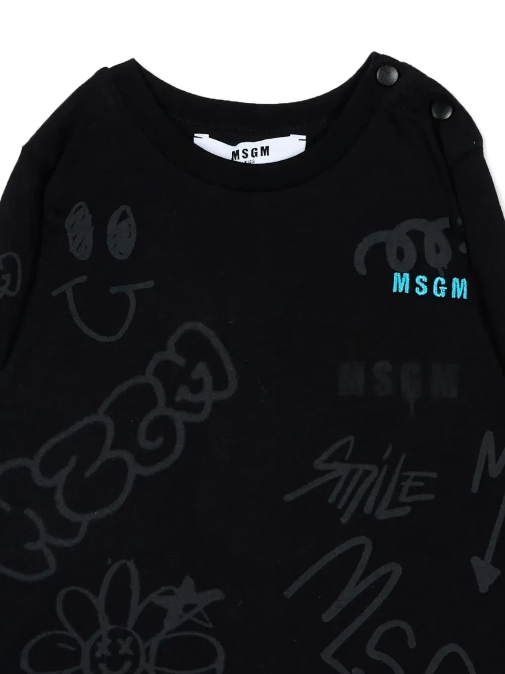 Футболка с длинными рукавами и графическим принтом Msgm Kids, черный — фото 3