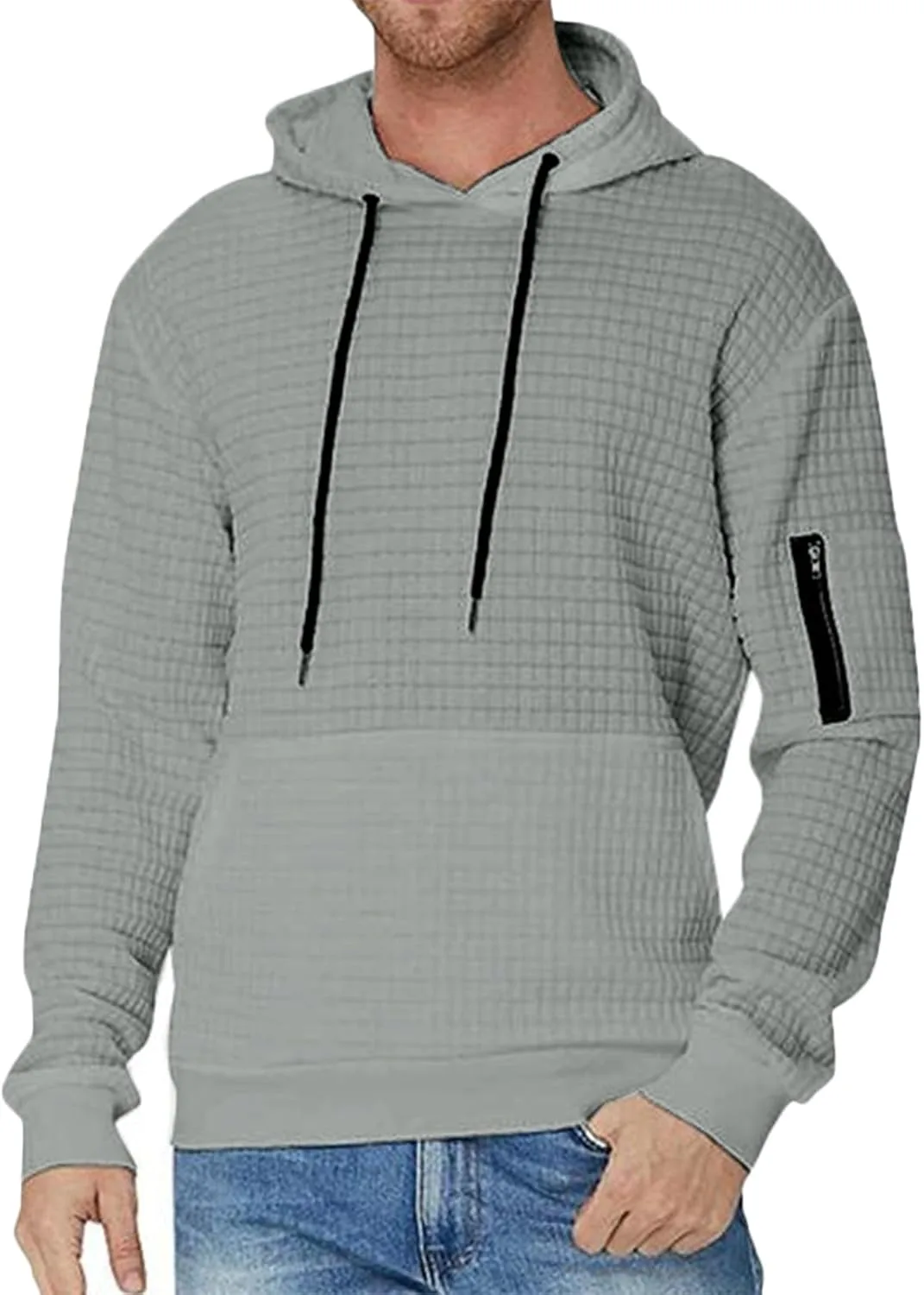 

Мужская толстовка с капюшоном GPCHAN, клетчатая, с капюшоном на шнурке и карманами-кенгуру