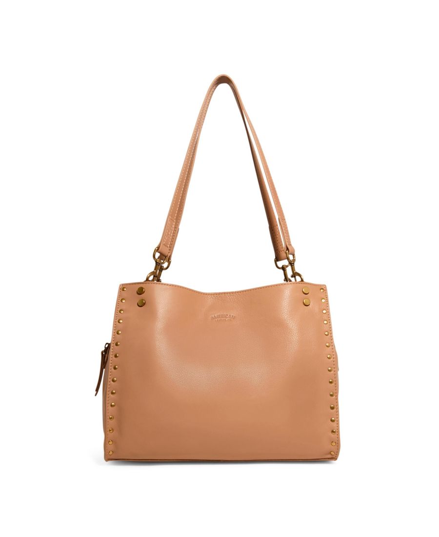 

Сумка-портфель LENOX с заклепками и тройным входом American Leather Co, Nutmeg