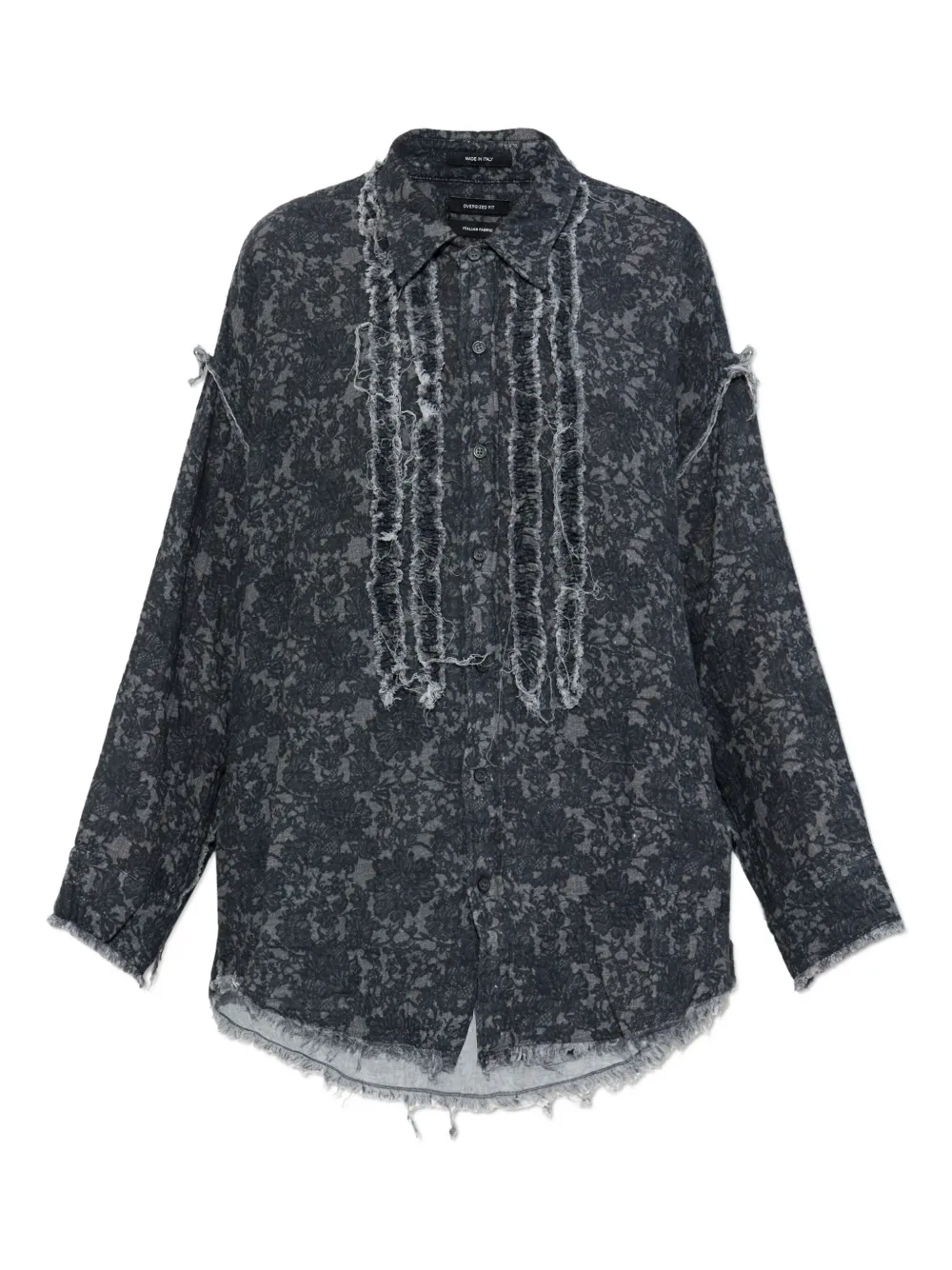 

Рубашка с цветочным принтом и необработанными краями R13, черный