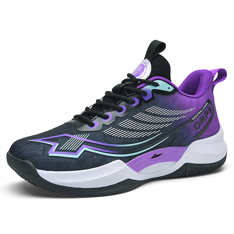 

Баскетбольные кроссовки для детей и подростков с дышащей подошвой и противоскользящей амортизацией Kuding, черный/фиолетовый