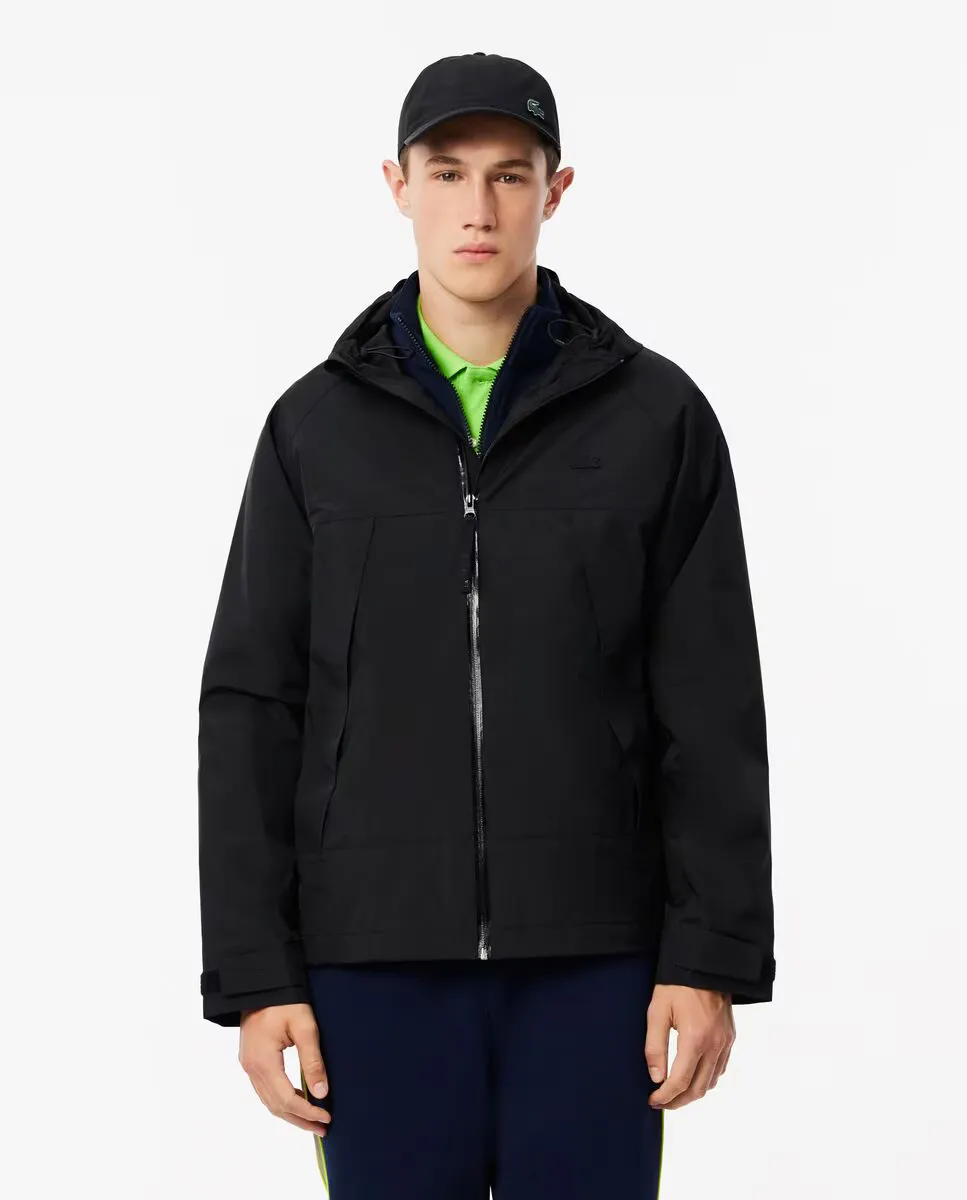 

Мужской водонепроницаемый плащ с капюшоном Lacoste, черный