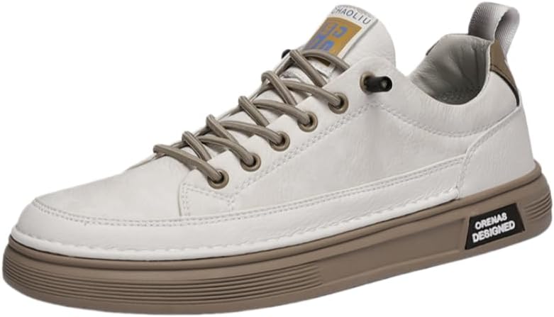 

Мужские модные спортивные кроссовки SPKFHD - шнуровка, плоские повседневные кроссовки с верхом из ПУ - комфортные и мягкие - подходят для повседневного использования, бежевый