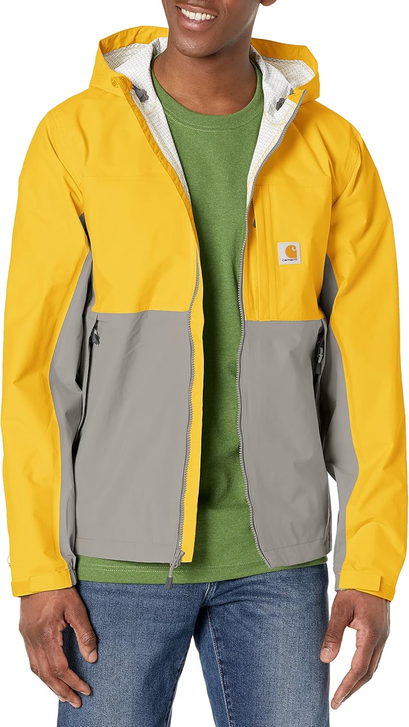 

Carhartt мужская куртка Storm Defender Relaxed Fit легкая складывающаяся, Yellow Curry/Asphalt