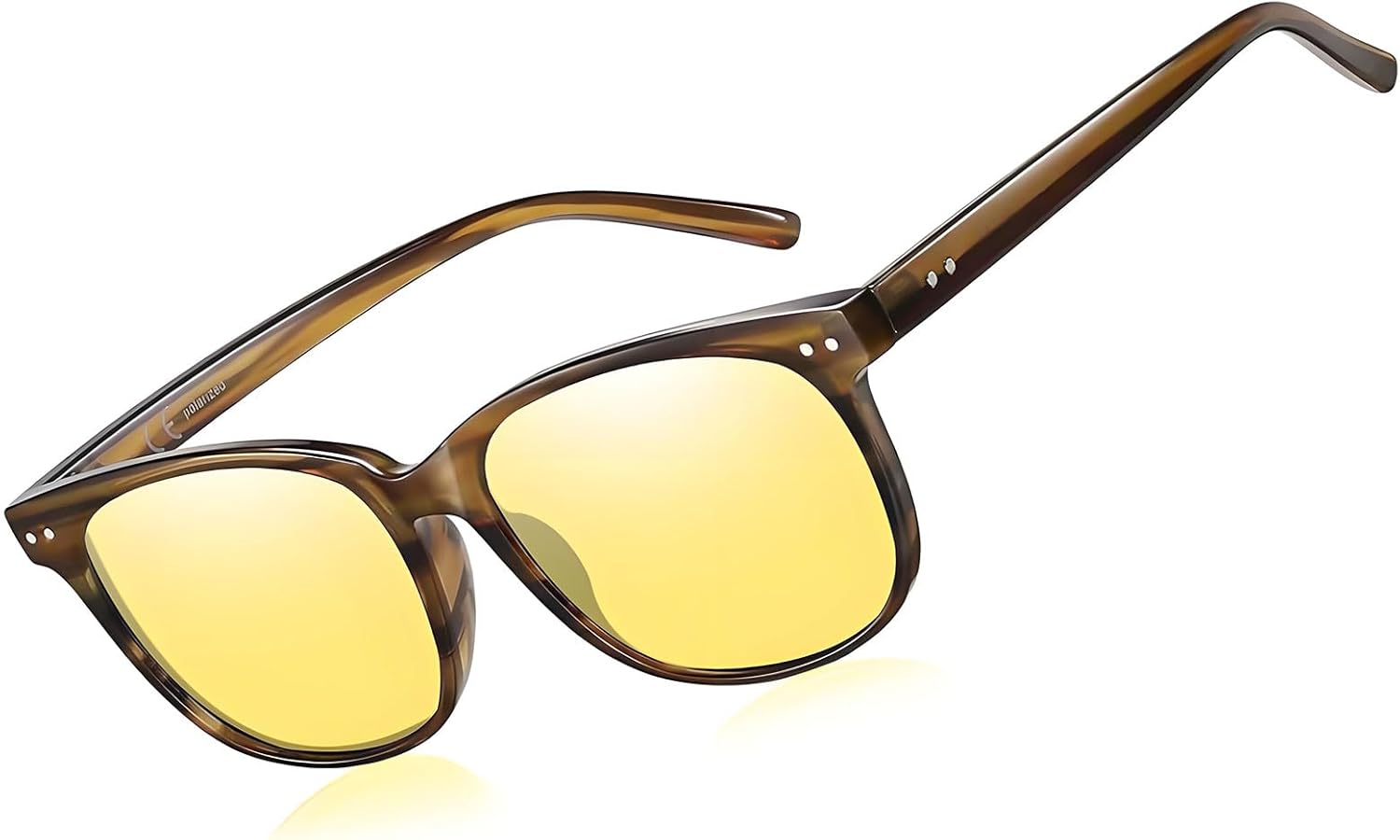 

Очки для вождения в ночное время HAOLOTA с поляризацией, HD-фильтром, желтыми линзами и защитой от бликов, солнцезащитные очки для мужчин и женщин, Nv08 Brown Stripes Frame