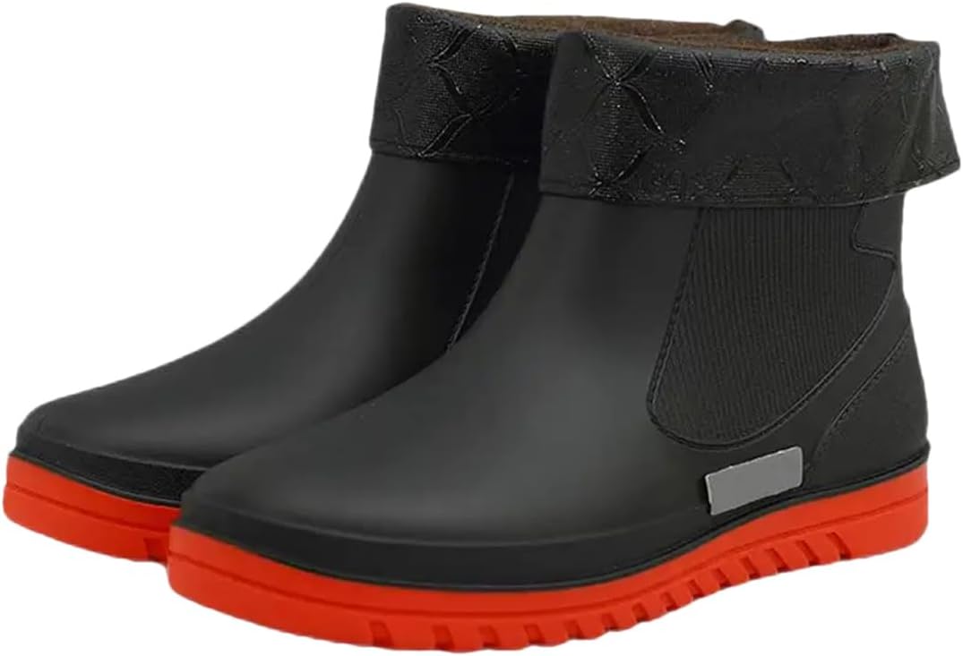 

Мужские высокие дождевые ботинки Wjnvfioo с мягкой подошвой, нескользящие, с съемным хлопковым покрытием, водонепроницаемые водные туфли, красный