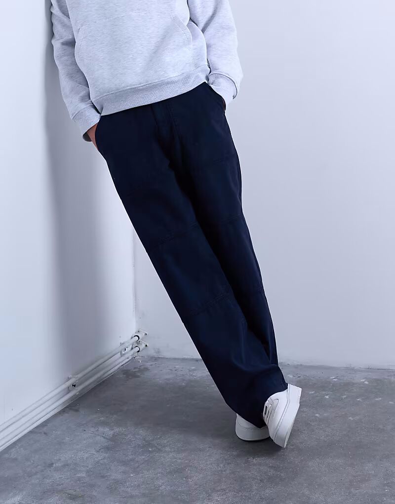 

Брюки-чиносы Baggy Fit из твила темно-синего цвета Topman