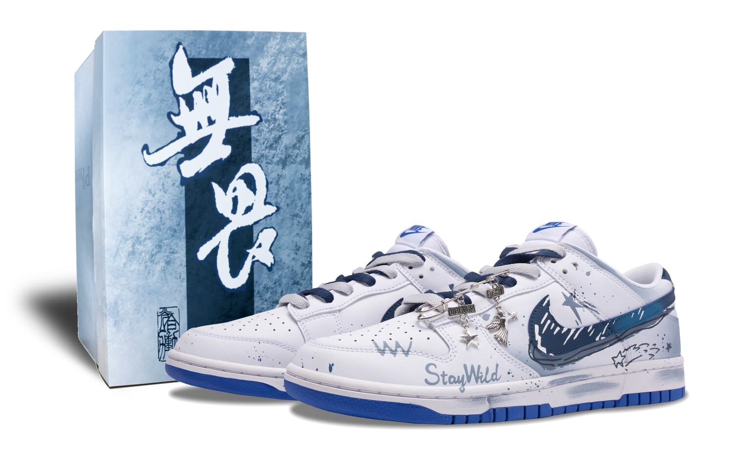 

Кроссовки Nike Dunk Skateboard Shoes Men Low-Top Blue White, Синий, Кроссовки Nike Dunk Skateboard Shoes Men Low-Top Blue White