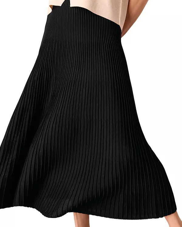 

Плиссированная вязаная юбка миди Whistles, черный