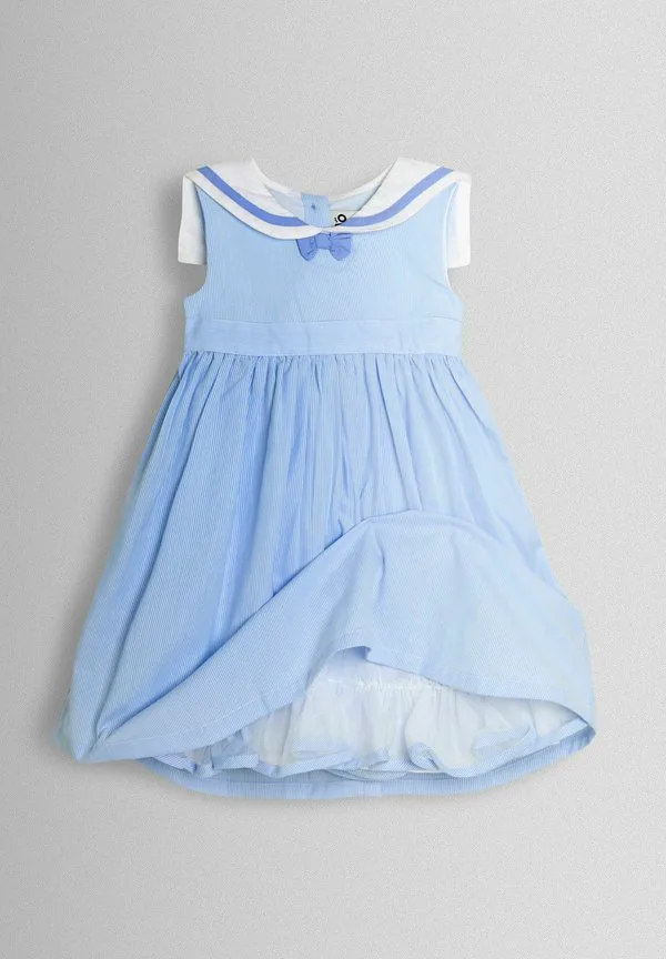 Платье-Комбинезон в морскую полоску стандартного кроя Jojo Maman Bébé, Light Blue — фото 3