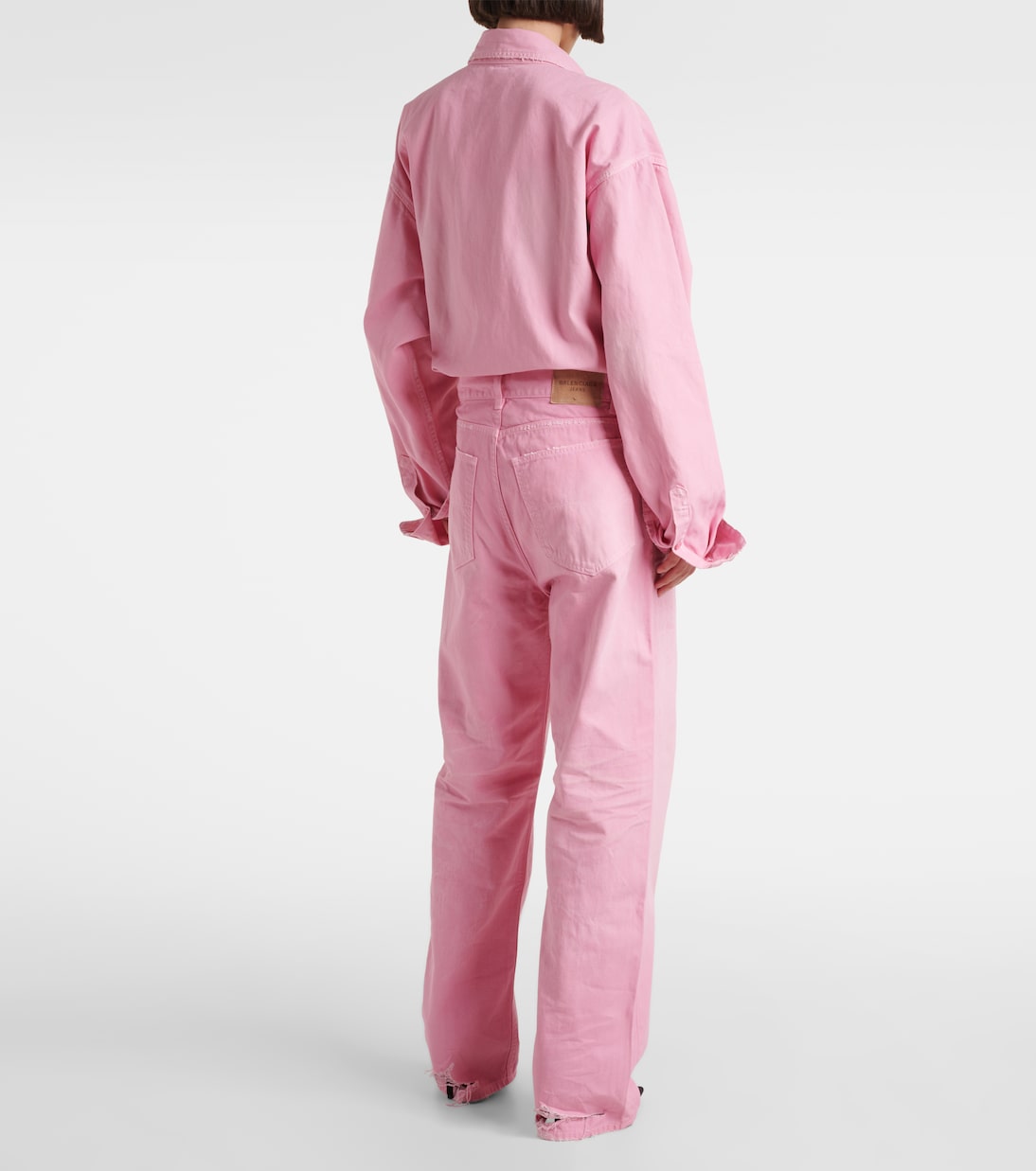 Джинсы с высокой посадкой и широкими штанинами Balenciaga, Baby Pink — фото 3