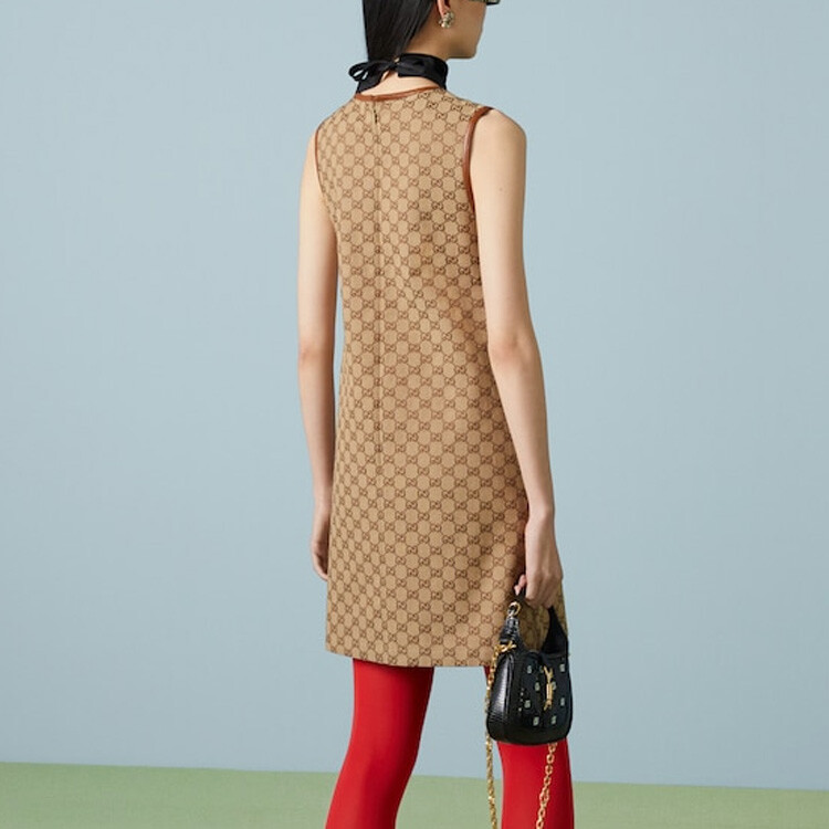 Платье женское Gucci без рукавов, элегантный крой, коричневый — фото 2