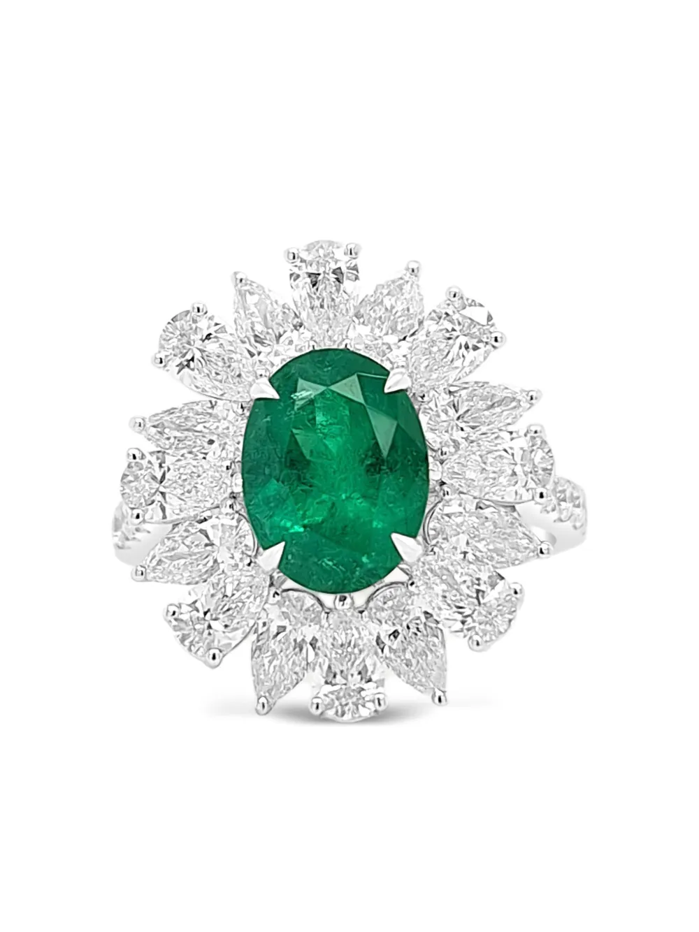 

Кольцо из белого золота с бриллиантами и изумрудом HYT Jewelry, серебяный