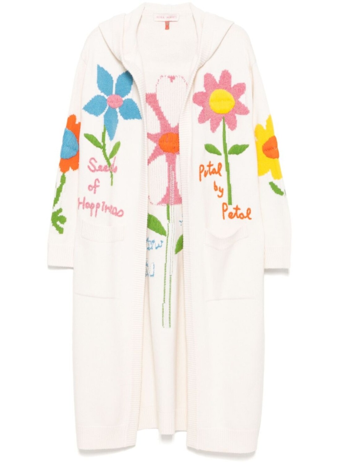 

Mira Mikati длинный кардиган с цветочной вышивкой, белый