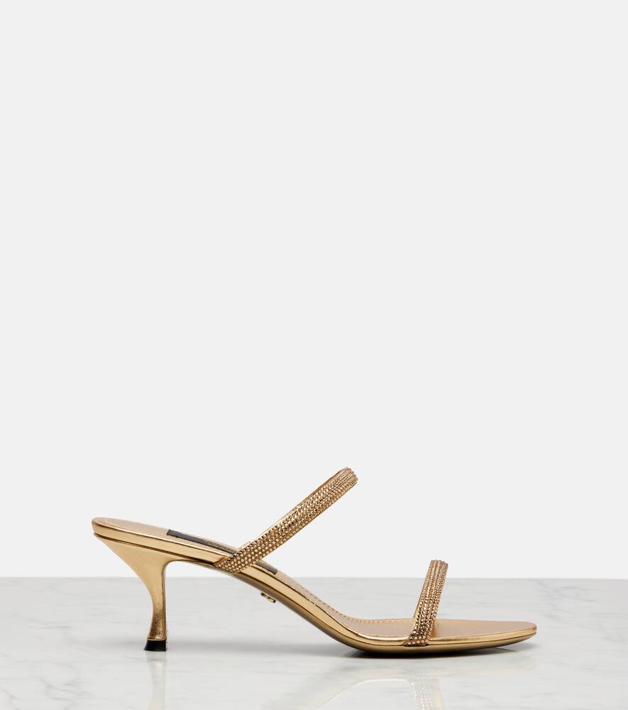 Атласная шлепанцы с кристаллами Dolce&Gabbana, Gold — фото 4