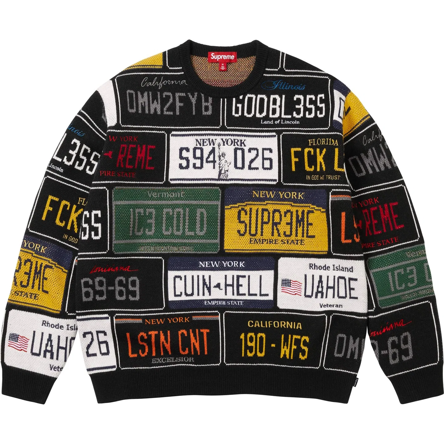 Свитер Supreme с номерным знаком, черный