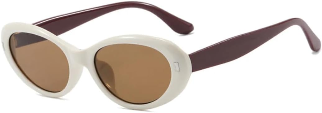 

Модные солнцезащитные очки «кошачий глаз» в оправе с маленькими заклепками, овальной формы, для женщин, с защитой от УФ-излучения, для летних путешествий VVTWSSW, Brown Beige Brown