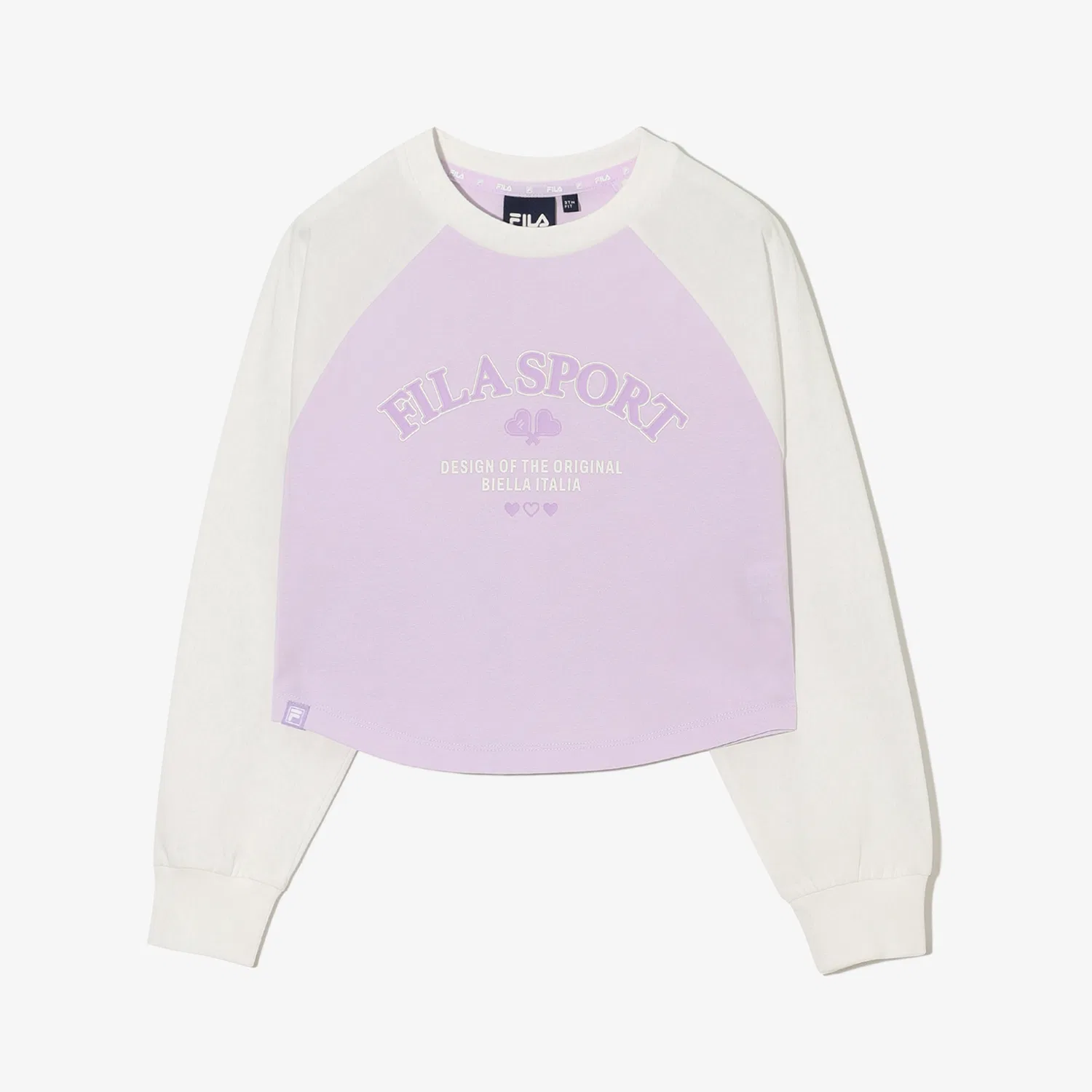 Детская укороченная футболка реглан фиолетовая от Fila Kids