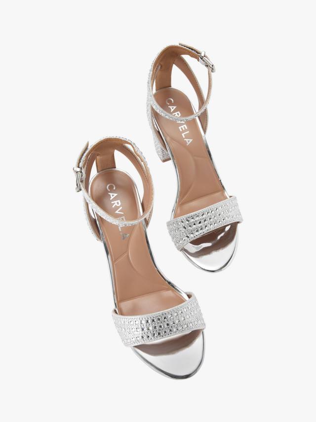 Украшенные кианни босоножки на каблуке Carvela, серебряный — фото 3
